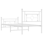 Metal Bed Frame without Mattress with Footboard White 100x200cm - Bargainia.com - 