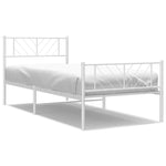 Metal Bed Frame without Mattress with Footboard White 107x203cm - Bargainia.com - 