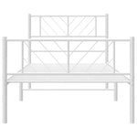 Metal Bed Frame without Mattress with Footboard White 107x203cm - Bargainia.com - 