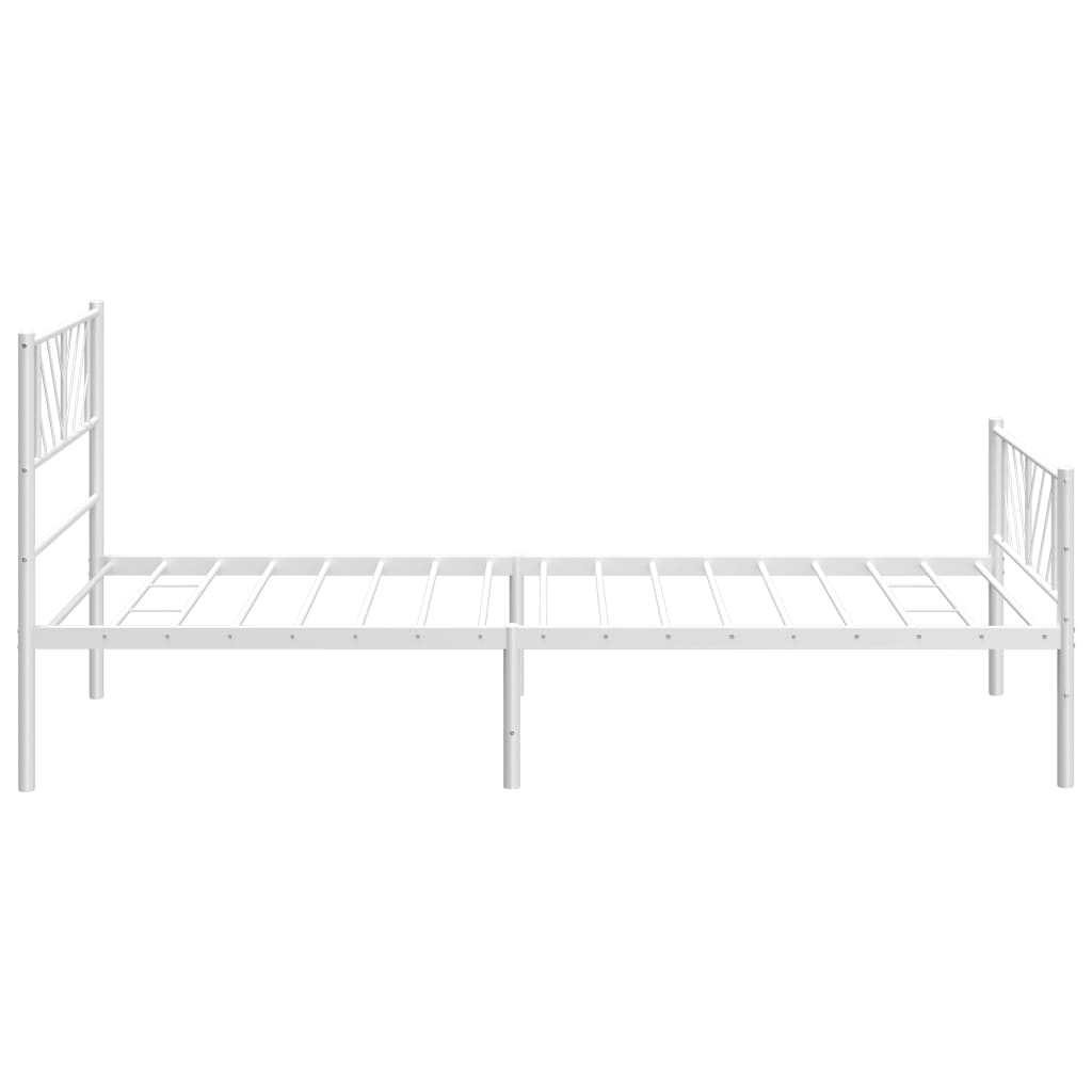 Metal Bed Frame without Mattress with Footboard White 107x203cm - Bargainia.com - 