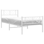 Metal Bed Frame without Mattress with Footboard White 107x203cm - Bargainia.com - 