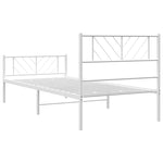 Metal Bed Frame without Mattress with Footboard White 107x203cm - Bargainia.com - 