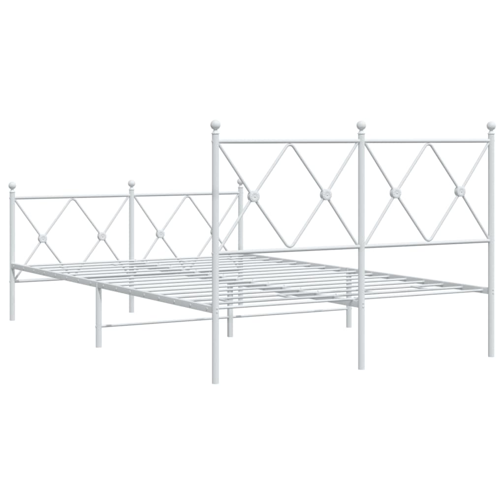 Metal Bed Frame without Mattress with Footboard White 120x190cm - Bargainia.com - 8721012374508 - 376566
