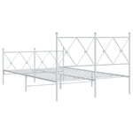 Metal Bed Frame without Mattress with Footboard White 120x190cm - Bargainia.com - 