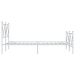 Metal Bed Frame without Mattress with Footboard White 120x190cm - Bargainia.com - 