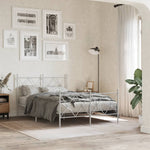 Metal Bed Frame without Mattress with Footboard White 120x190cm - Bargainia.com - 
