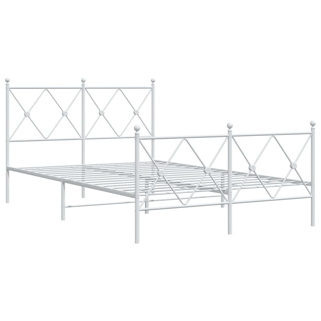 Metal Bed Frame without Mattress with Footboard White 120x190cm - Bargainia.com - 8721012374508 - 376566