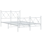 Metal Bed Frame without Mattress with Footboard White 120x190cm - Bargainia.com - 