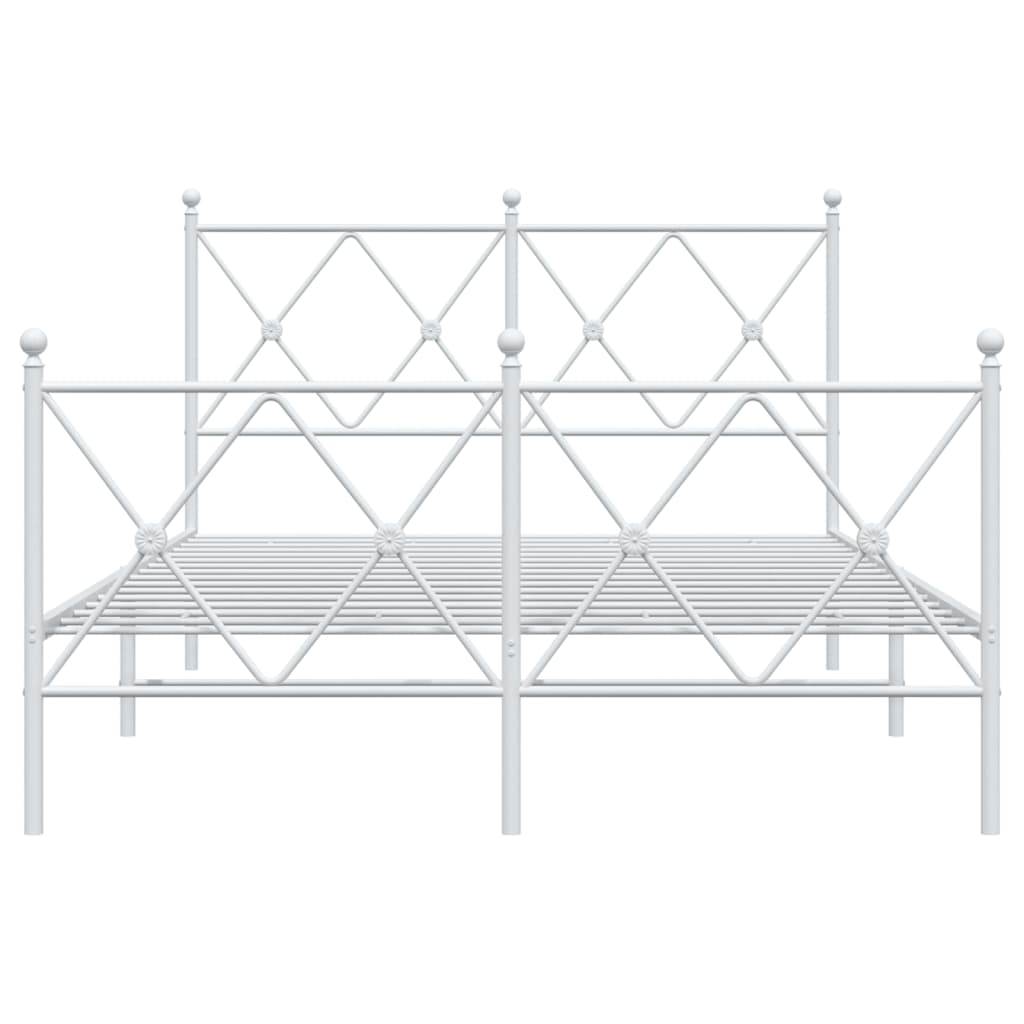 Metal Bed Frame without Mattress with Footboard White 120x190cm - Bargainia.com - 