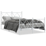Metal Bed Frame without Mattress with Footboard White 120x190cm - Bargainia.com - 