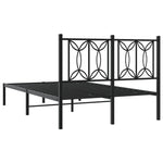Metal Bed Frame without Mattress with Headboard Black 120x190cm - Bargainia.com - 