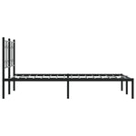 Metal Bed Frame without Mattress with Headboard Black 120x190cm - Bargainia.com - 