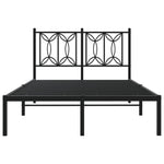Metal Bed Frame without Mattress with Headboard Black 120x190cm - Bargainia.com - 