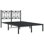 Metal Bed Frame without Mattress with Headboard Black 120x190cm - Bargainia.com - 