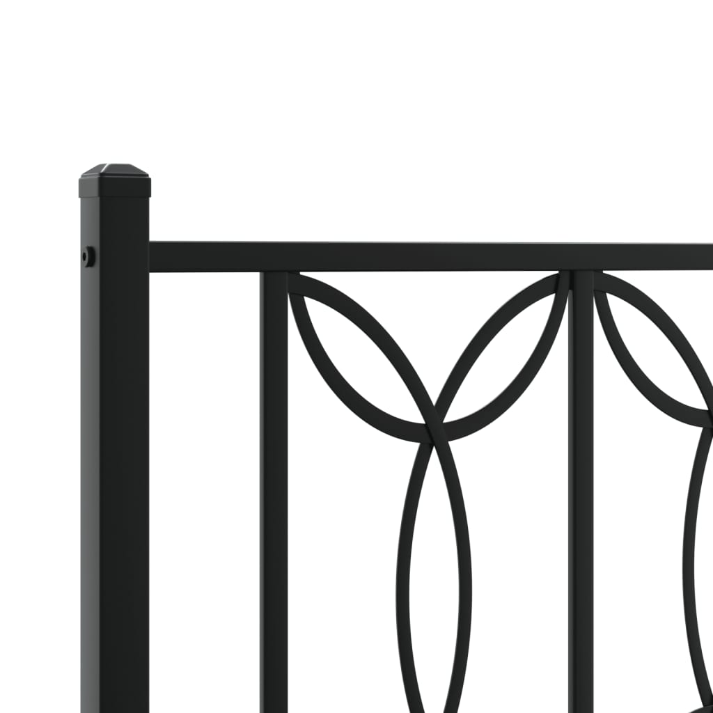 Metal Bed Frame without Mattress with Headboard Black 120x190cm - Bargainia.com - 