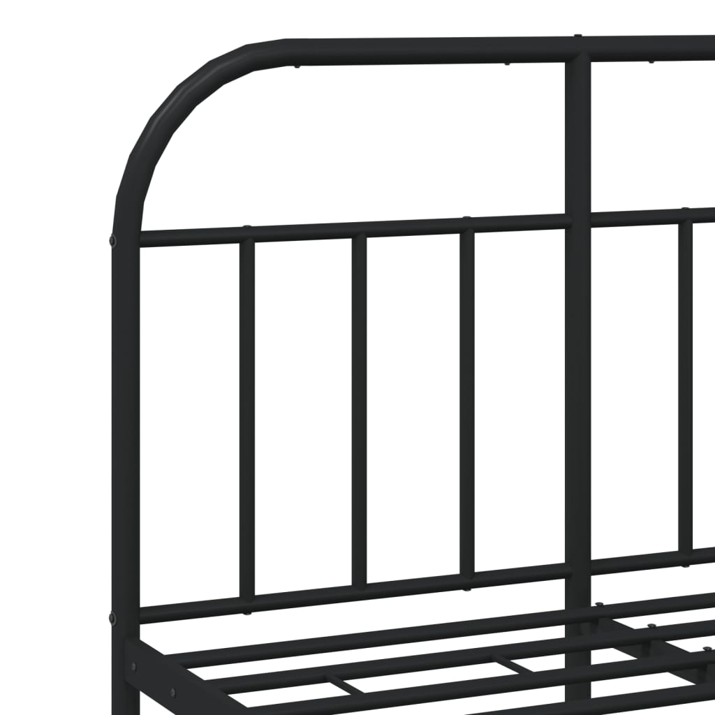 Metal Bed Frame without Mattress with Headboard Black 120x200cm - Bargainia.com - 