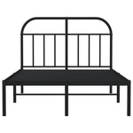 Metal Bed Frame without Mattress with Headboard Black 120x200cm - Bargainia.com - 