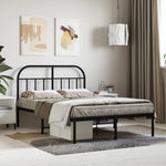 Metal Bed Frame without Mattress with Headboard Black 120x200cm - Bargainia.com - 