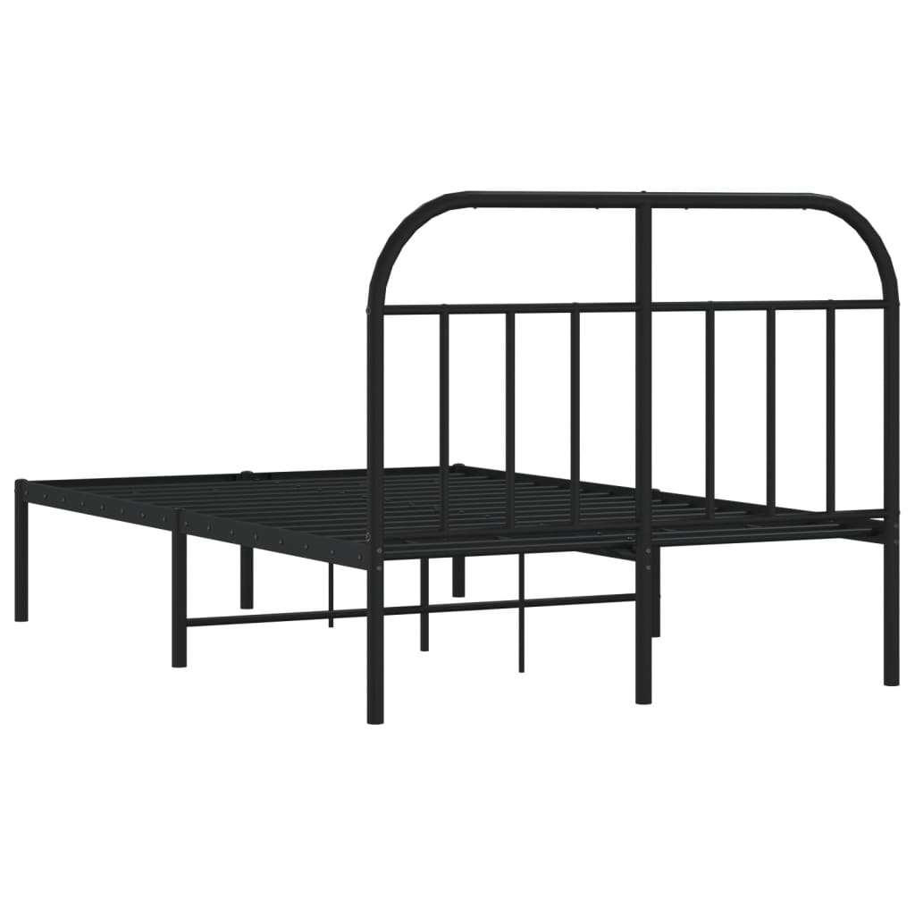 Metal Bed Frame without Mattress with Headboard Black 120x200cm - Bargainia.com - 
