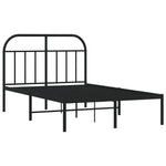 Metal Bed Frame without Mattress with Headboard Black 120x200cm - Bargainia.com - 