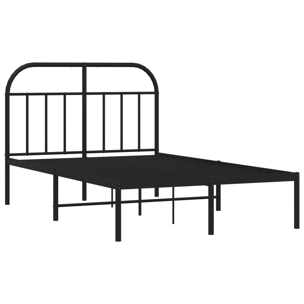 Metal Bed Frame without Mattress with Headboard Black 120x200cm - Bargainia.com - 