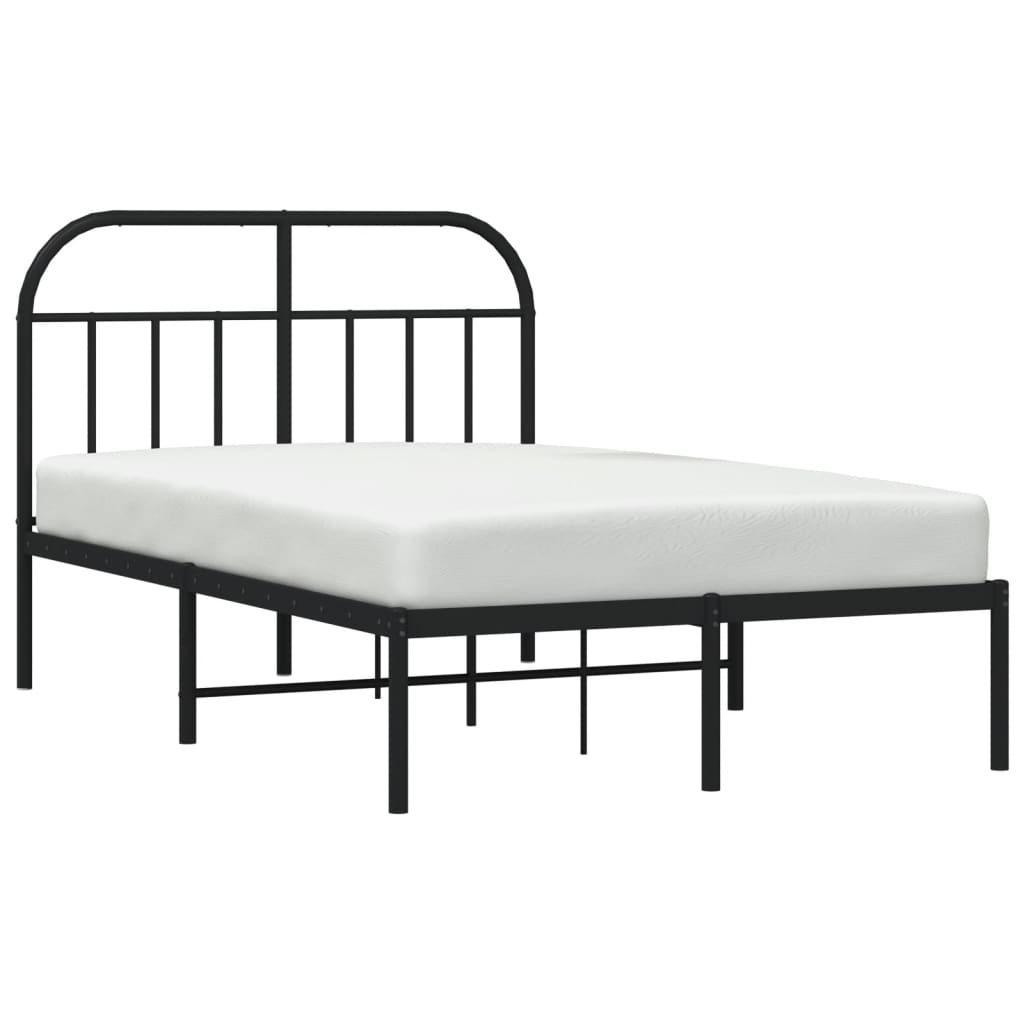 Metal Bed Frame without Mattress with Headboard Black 120x200cm - Bargainia.com - 