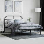 Metal Bed Frame without Mattress with Headboard Black 120x200cm - Bargainia.com - 