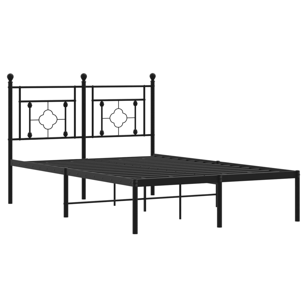 Metal Bed Frame without Mattress with Headboard Black 120x200cm - Bargainia.com - 