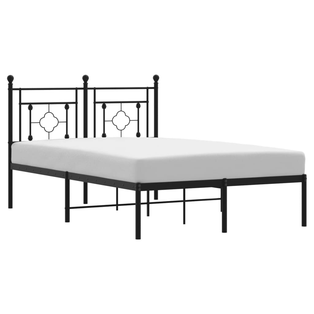 Metal Bed Frame without Mattress with Headboard Black 120x200cm - Bargainia.com - 