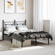 Metal Bed Frame without Mattress with Headboard Black 120x200cm - Bargainia.com - 