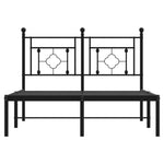 Metal Bed Frame without Mattress with Headboard Black 120x200cm - Bargainia.com - 