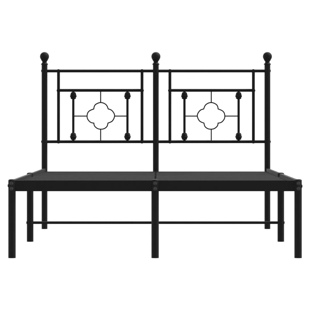 Metal Bed Frame without Mattress with Headboard Black 120x200cm - Bargainia.com - 