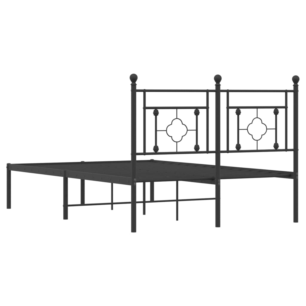 Metal Bed Frame without Mattress with Headboard Black 120x200cm - Bargainia.com - 