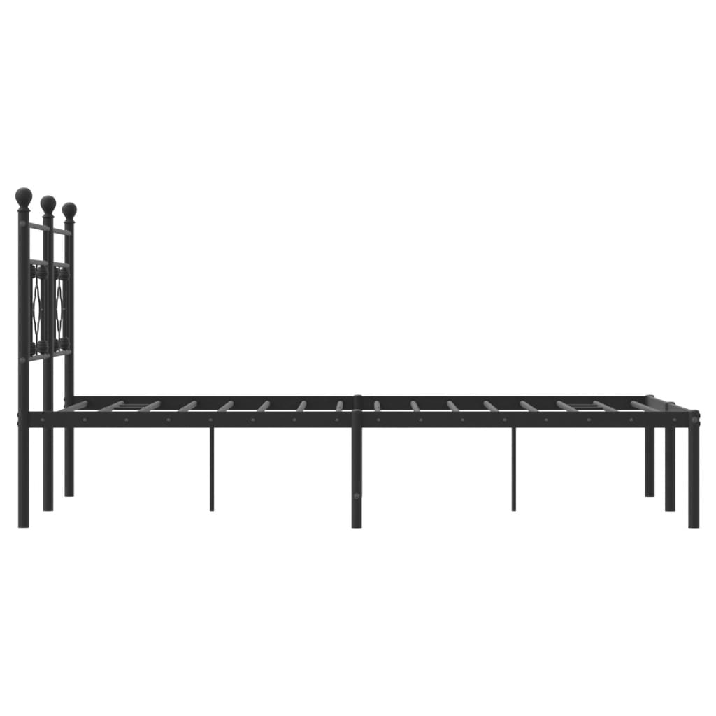 Metal Bed Frame without Mattress with Headboard Black 120x200cm - Bargainia.com - 