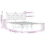 Metal Bed Frame without Mattress with Headboard Black 120x200cm - Bargainia.com - 
