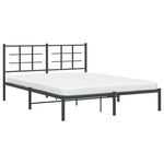 Metal Bed Frame without Mattress with Headboard Black 160x200cm - Bargainia.com - 