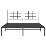 Metal Bed Frame without Mattress with Headboard Black 160x200cm - Bargainia.com - 