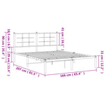 Metal Bed Frame without Mattress with Headboard Black 160x200cm - Bargainia.com - 