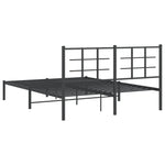 Metal Bed Frame without Mattress with Headboard Black 160x200cm - Bargainia.com - 