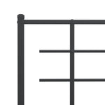 Metal Bed Frame without Mattress with Headboard Black 160x200cm - Bargainia.com - 