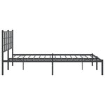Metal Bed Frame without Mattress with Headboard Black 160x200cm - Bargainia.com - 