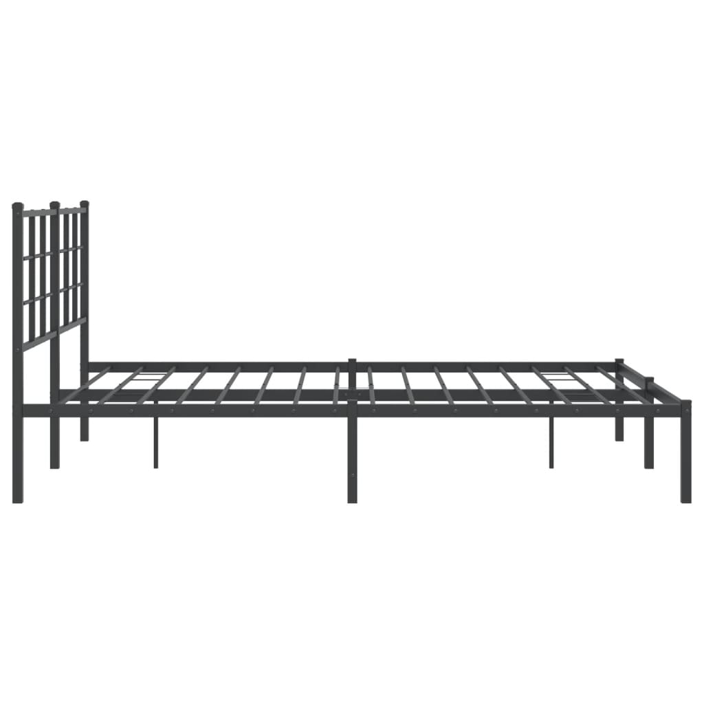 Metal Bed Frame without Mattress with Headboard Black 160x200cm - Bargainia.com - 