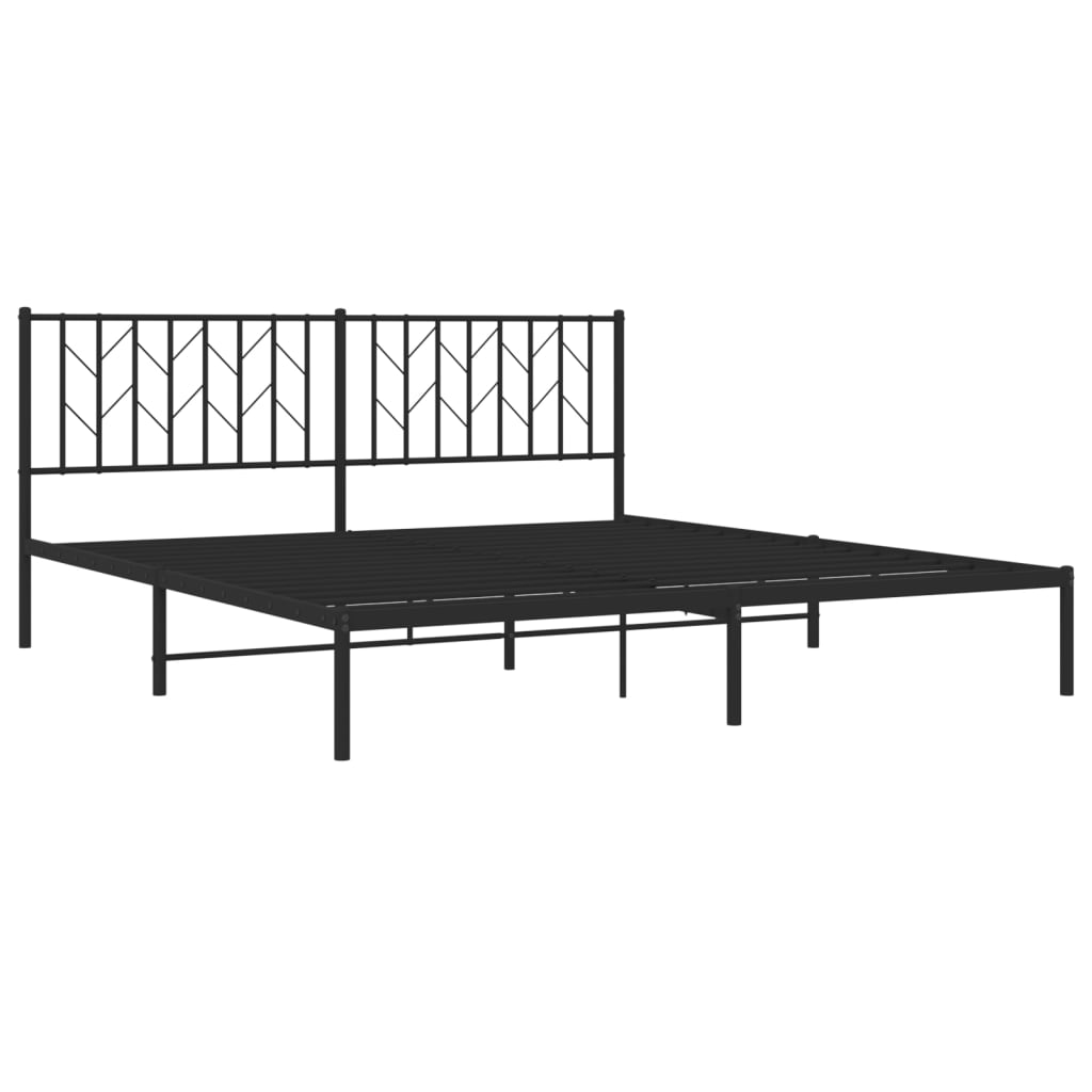 Metal Bed Frame without Mattress with Headboard Black 183x213cm - Bargainia.com - 