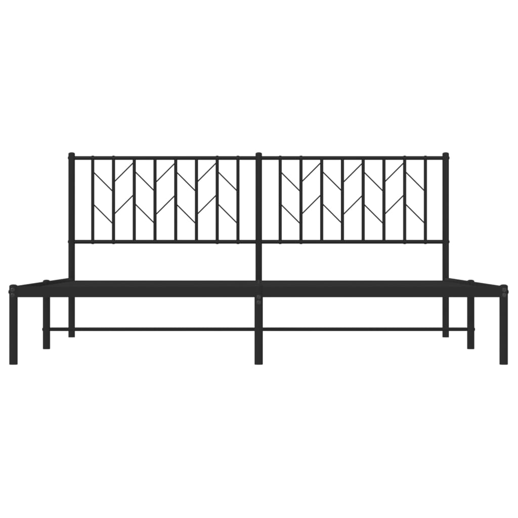 Metal Bed Frame without Mattress with Headboard Black 183x213cm - Bargainia.com - 