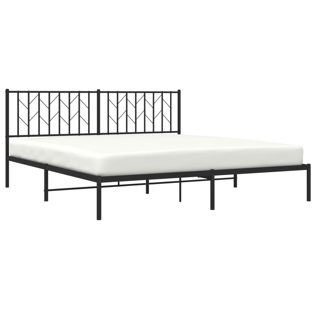 Metal Bed Frame without Mattress with Headboard Black 183x213cm - Bargainia.com - 