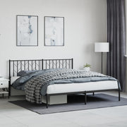 Metal Bed Frame without Mattress with Headboard Black 183x213cm - Bargainia.com - 