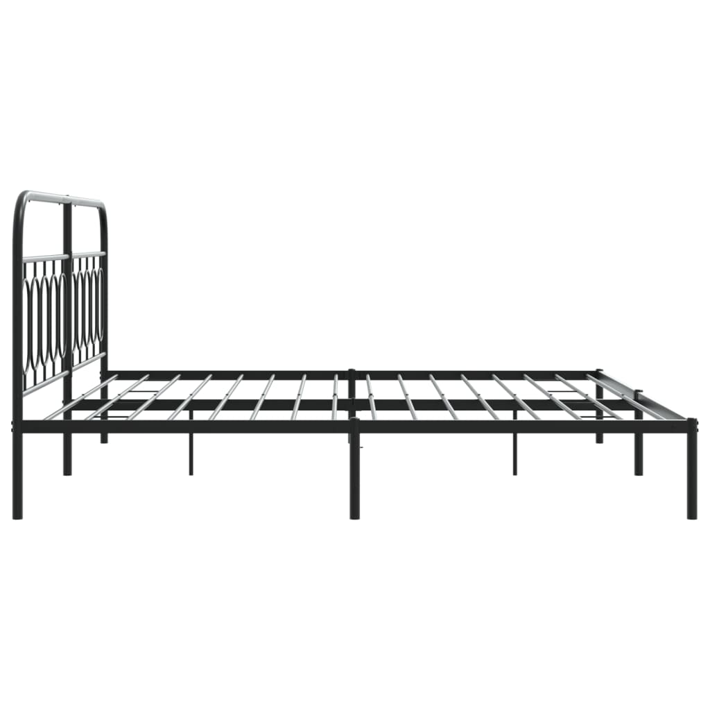 Metal Bed Frame without Mattress with Headboard Black 200x200cm - Bargainia.com - 