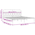 Metal Bed Frame without Mattress with Headboard Black 200x200cm - Bargainia.com - 