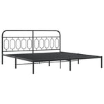 Metal Bed Frame without Mattress with Headboard Black 200x200cm - Bargainia.com - 