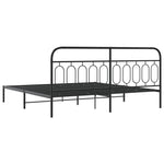 Metal Bed Frame without Mattress with Headboard Black 200x200cm - Bargainia.com - 
